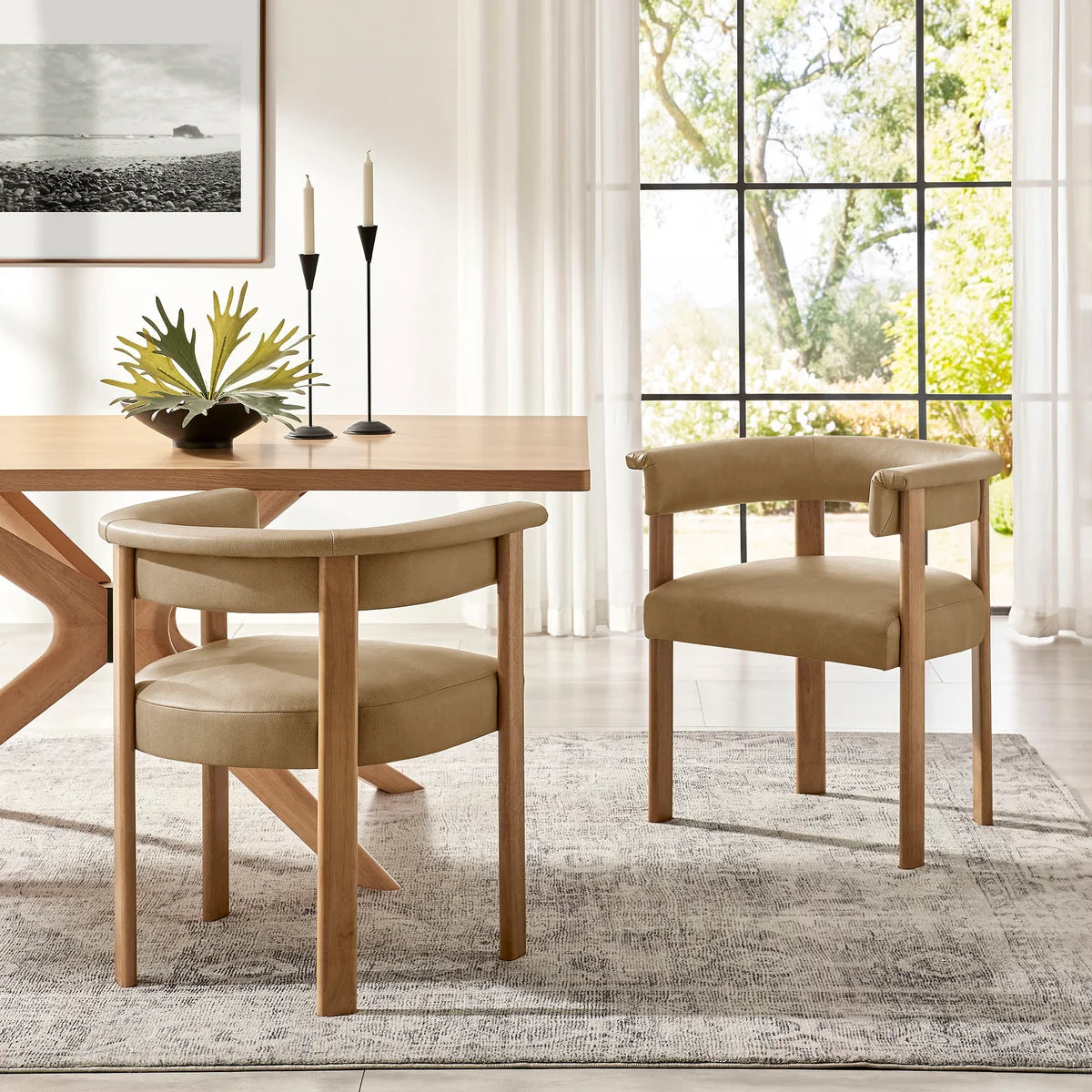 Imogen Vegan Leather Barrel Dining Chairs Set of 2