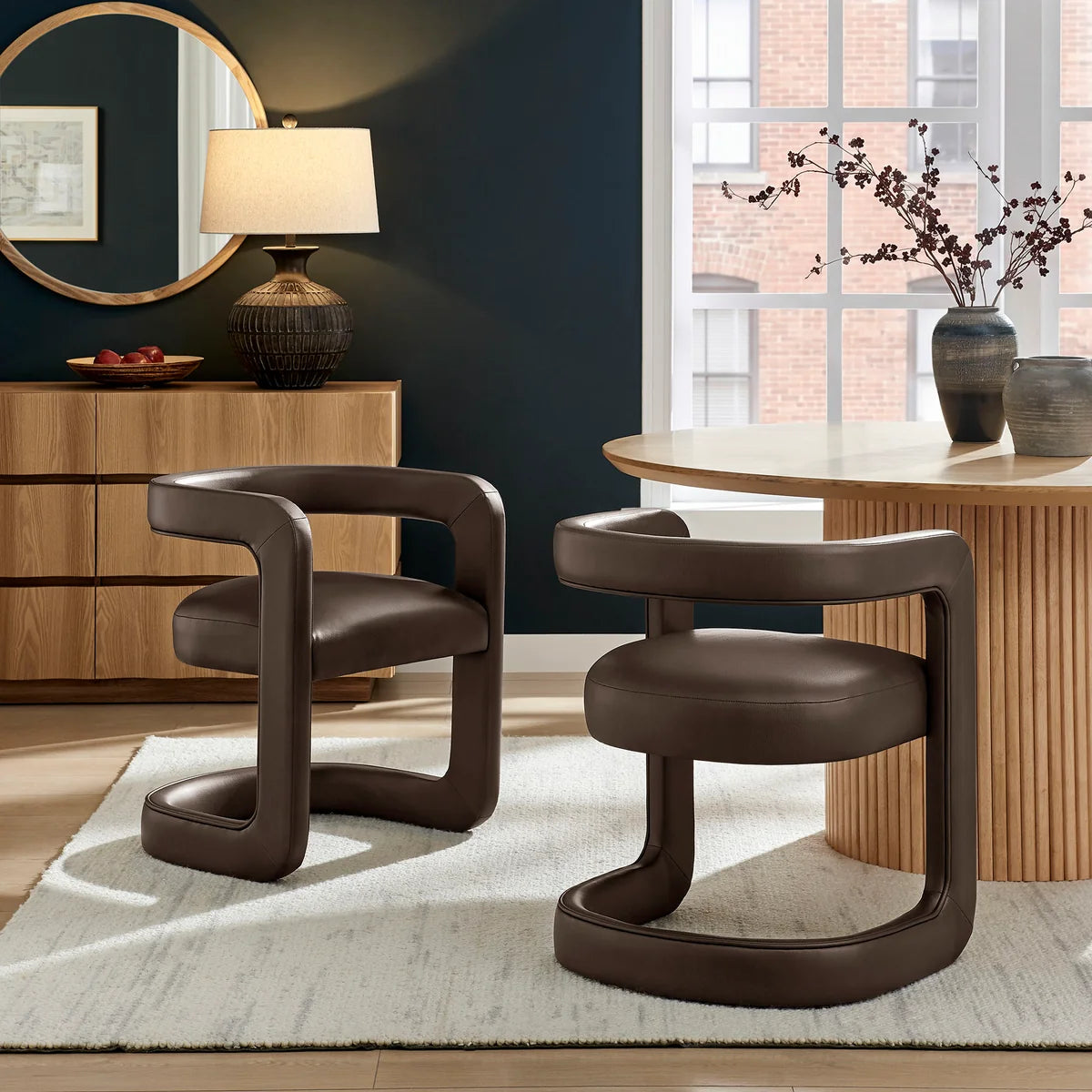 Winslow Vegan Leather Barrel Dining Chair