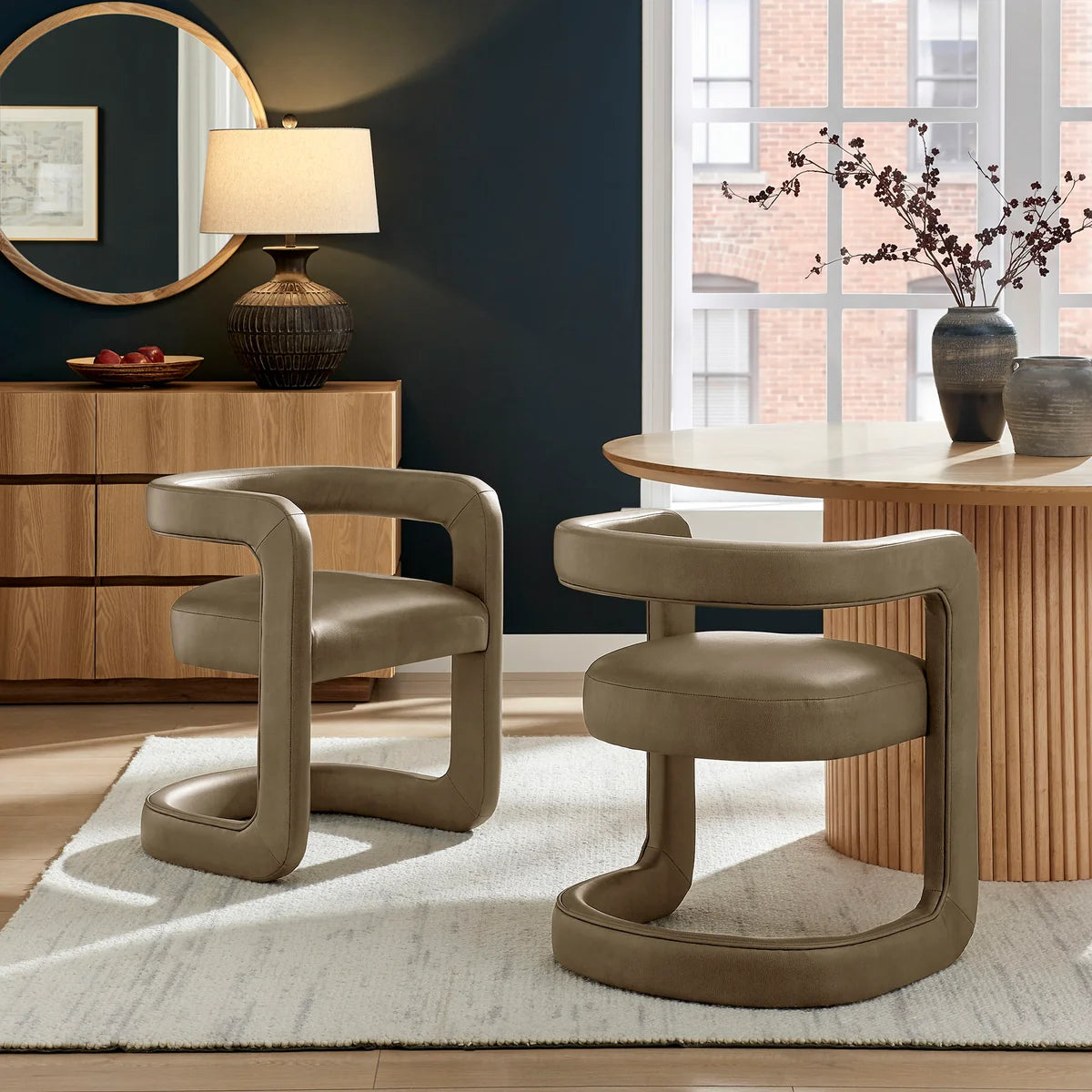 Winslow Vegan Leather Barrel Dining Chair