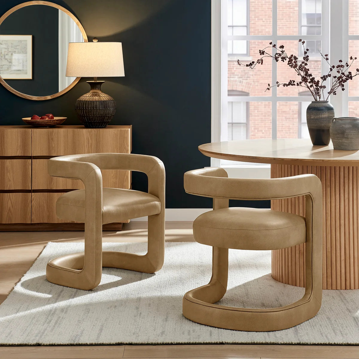 Winslow Vegan Leather Barrel Dining Chair