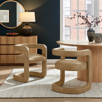 Winslow Vegan Leather Barrel Dining Chair