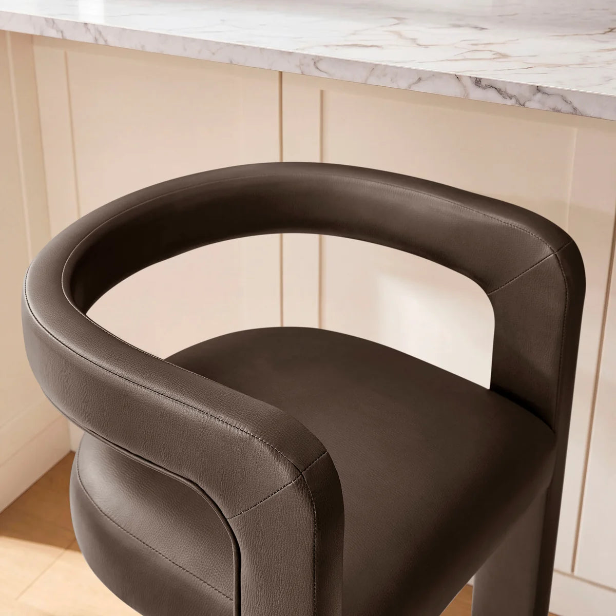 Winslow Vegan Leather Counter Stool Curved Back