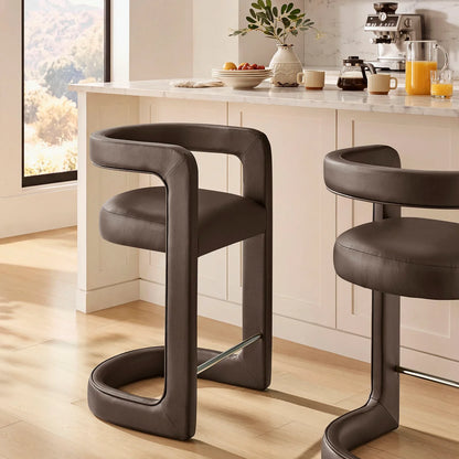 Winslow Vegan Leather Counter Stool Curved Back