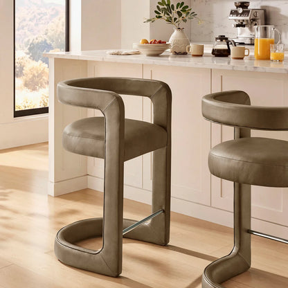 Winslow Vegan Leather Counter Stool Curved Back