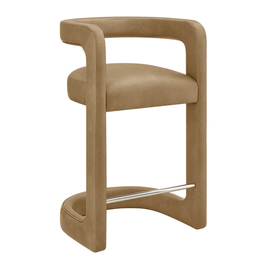 Winslow Vegan Leather Counter Stool Curved Back