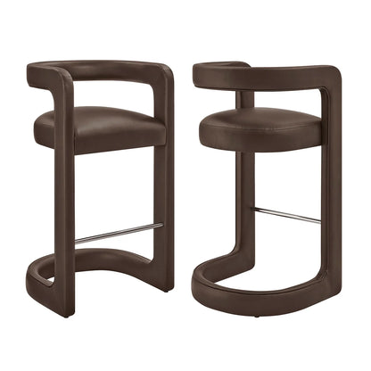 Winslow Vegan Leather Bar Stool Set of 2 Curved Back