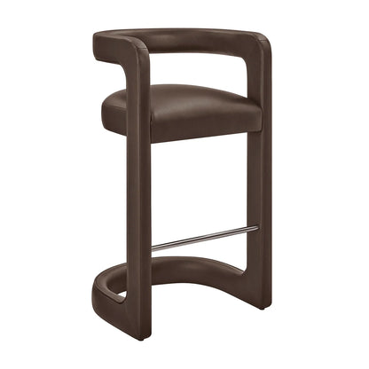 Winslow Vegan Leather Bar Stool Set of 2 Curved Back