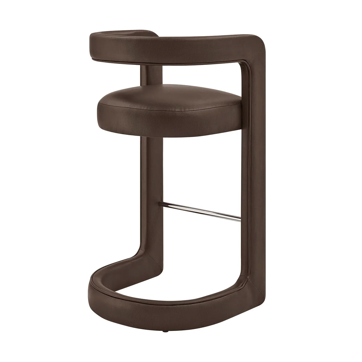 Winslow Vegan Leather Bar Stool Set of 2 Curved Back