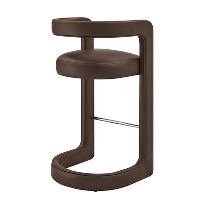 Winslow Vegan Leather Bar Stool Set of 2 Curved Back