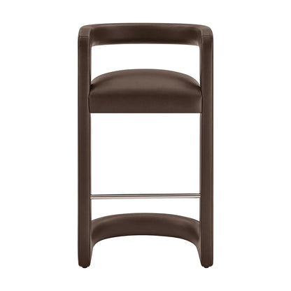 Winslow Vegan Leather Bar Stool Set of 2 Curved Back