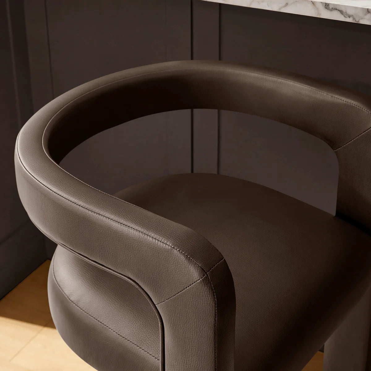 Winslow Vegan Leather Bar Stool Set of 2 Curved Back