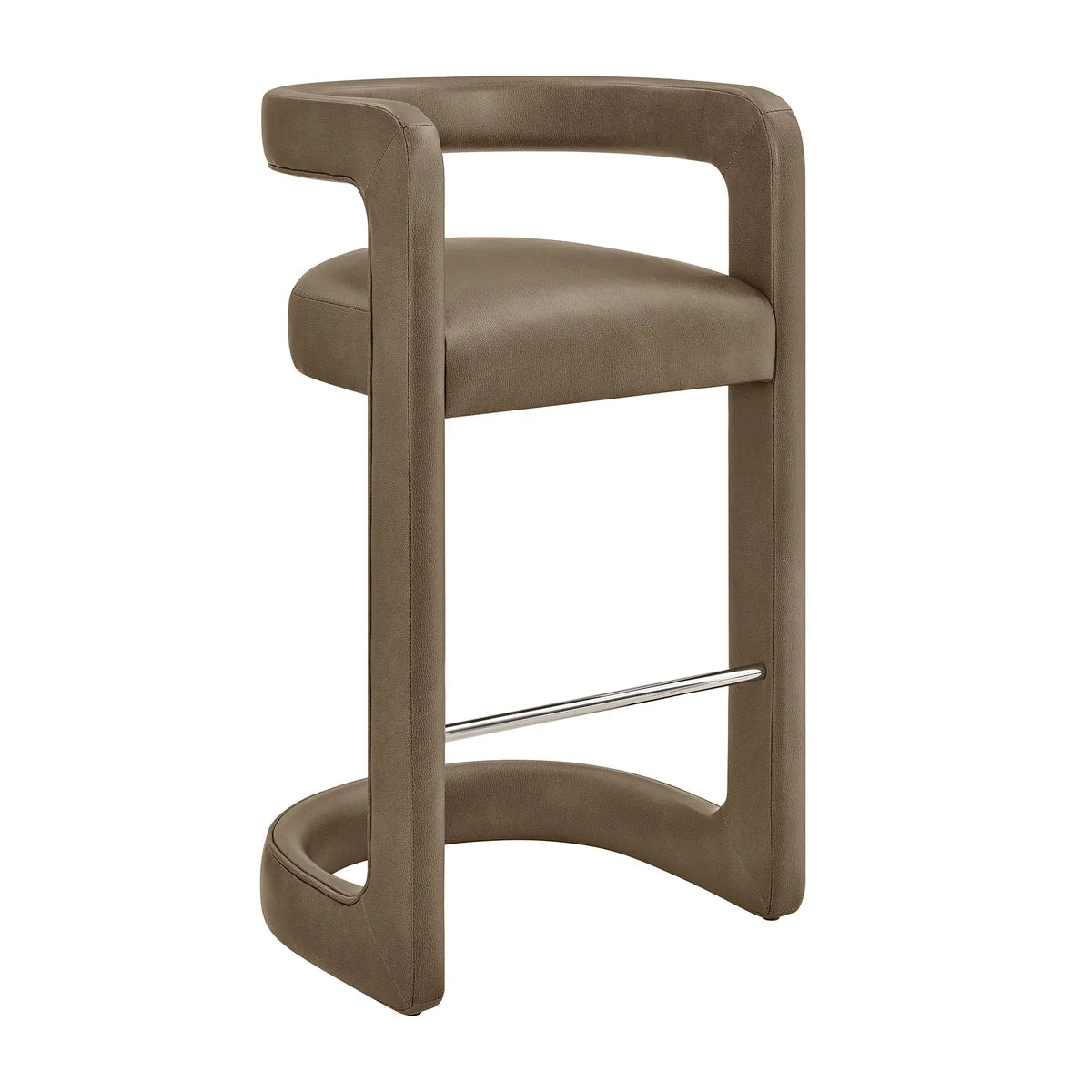 Winslow Vegan Leather Bar Stool Set of 2 Curved Back