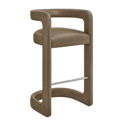 Winslow Vegan Leather Bar Stool Set of 2 Curved Back