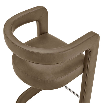 Winslow Vegan Leather Bar Stool Set of 2 Curved Back
