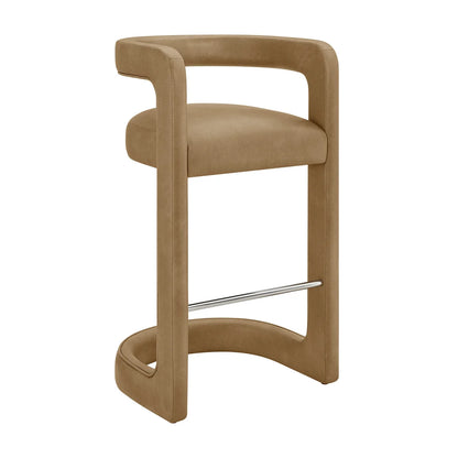 Winslow Vegan Leather Bar Stool Set of 2 Curved Back