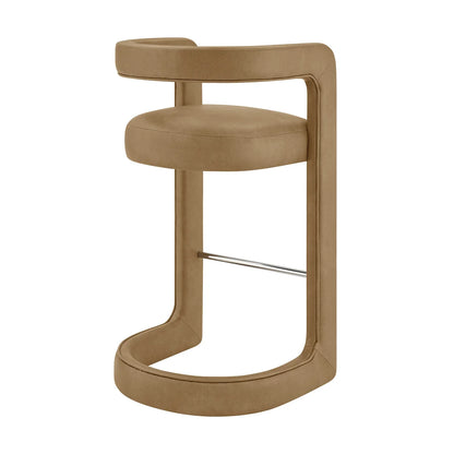 Winslow Vegan Leather Bar Stool Set of 2 Curved Back