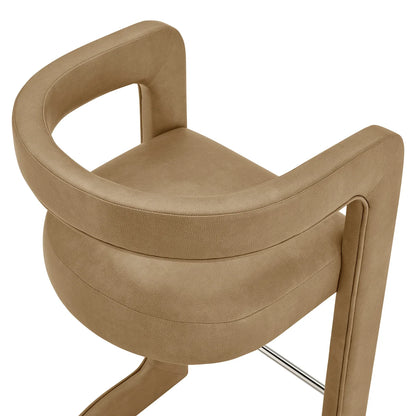 Winslow Vegan Leather Bar Stool Set of 2 Curved Back