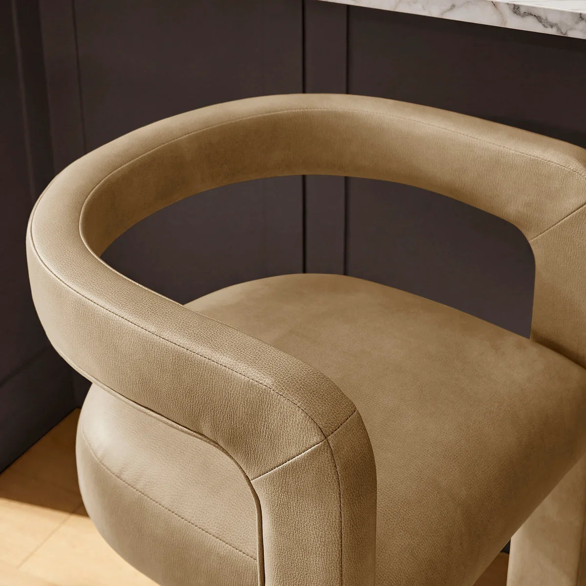 Winslow Vegan Leather Bar Stool Set of 2 Curved Back