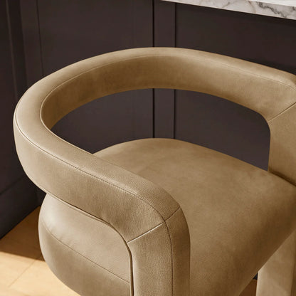 Winslow Vegan Leather Bar Stool Set of 2 Curved Back