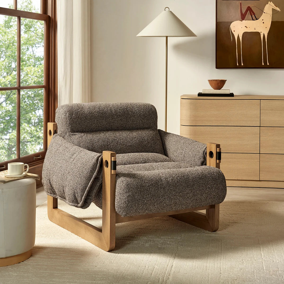 Sorelle Upholstered Fabric Sling Lounge Chair