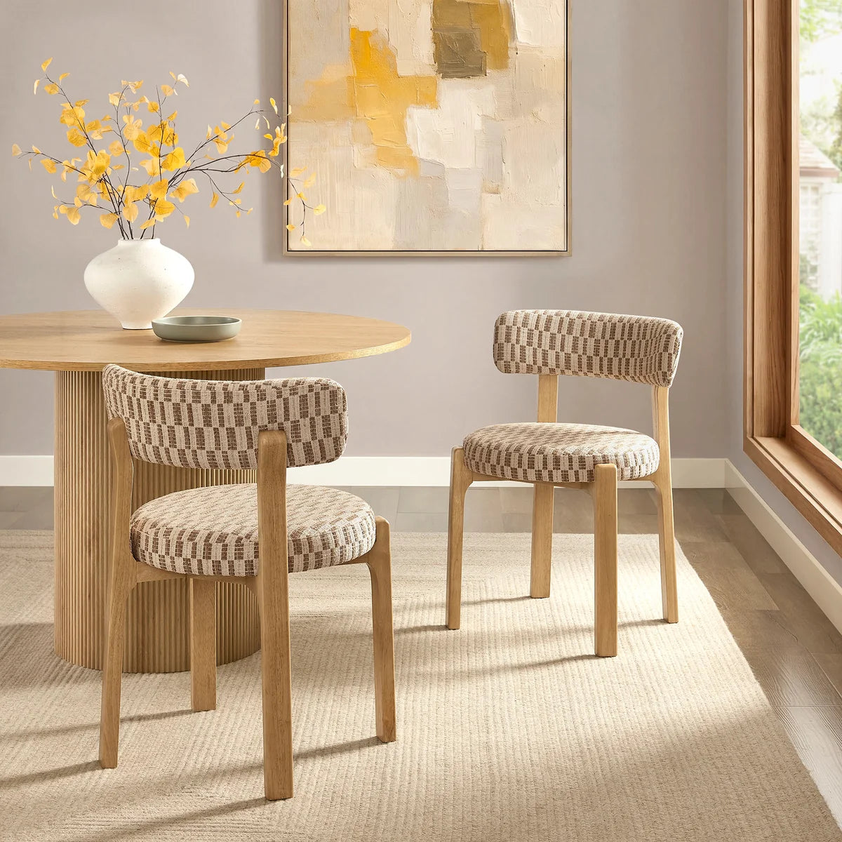 Marsha Retro Upholstered Fabric Dining Chairs Set of 2