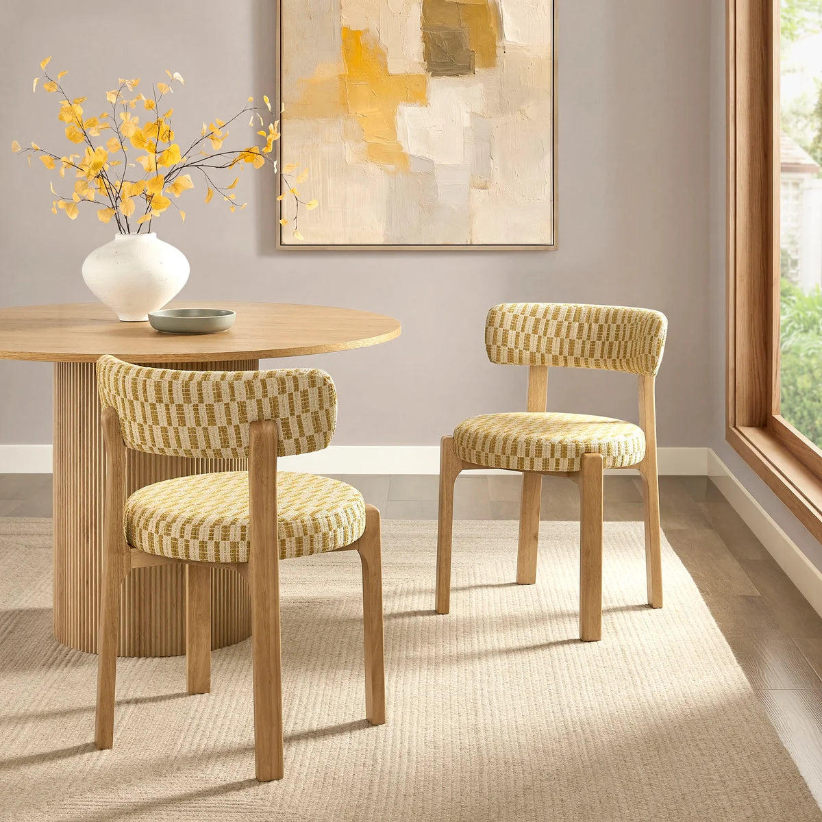 Marsha Retro Upholstered Fabric Dining Chairs Set of 2