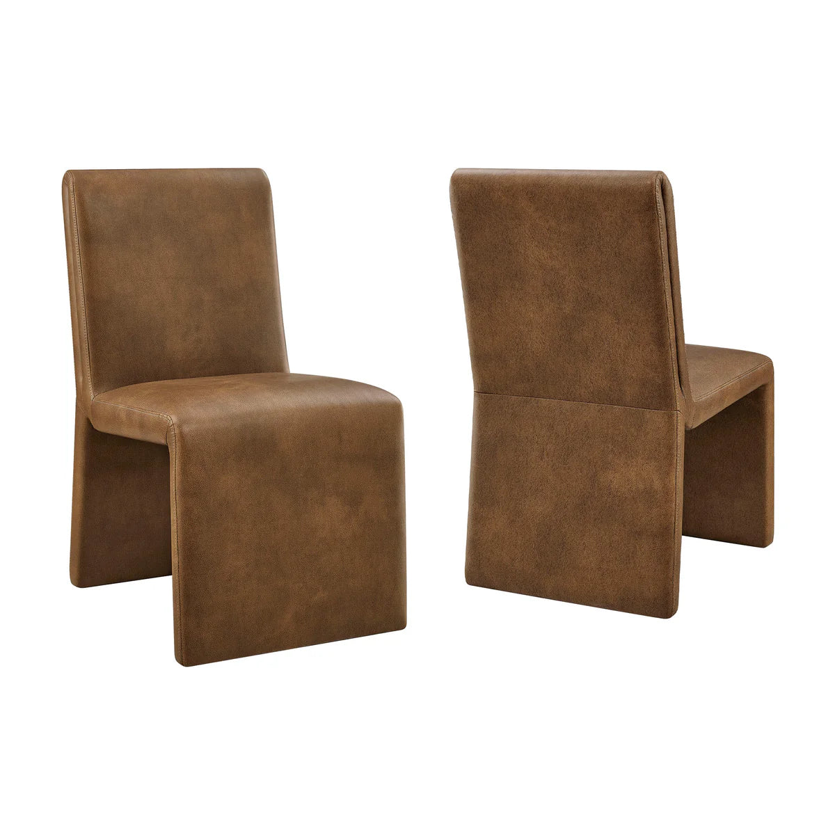 Emory Folded Silhouette Vegan Leather Chair Set of 2