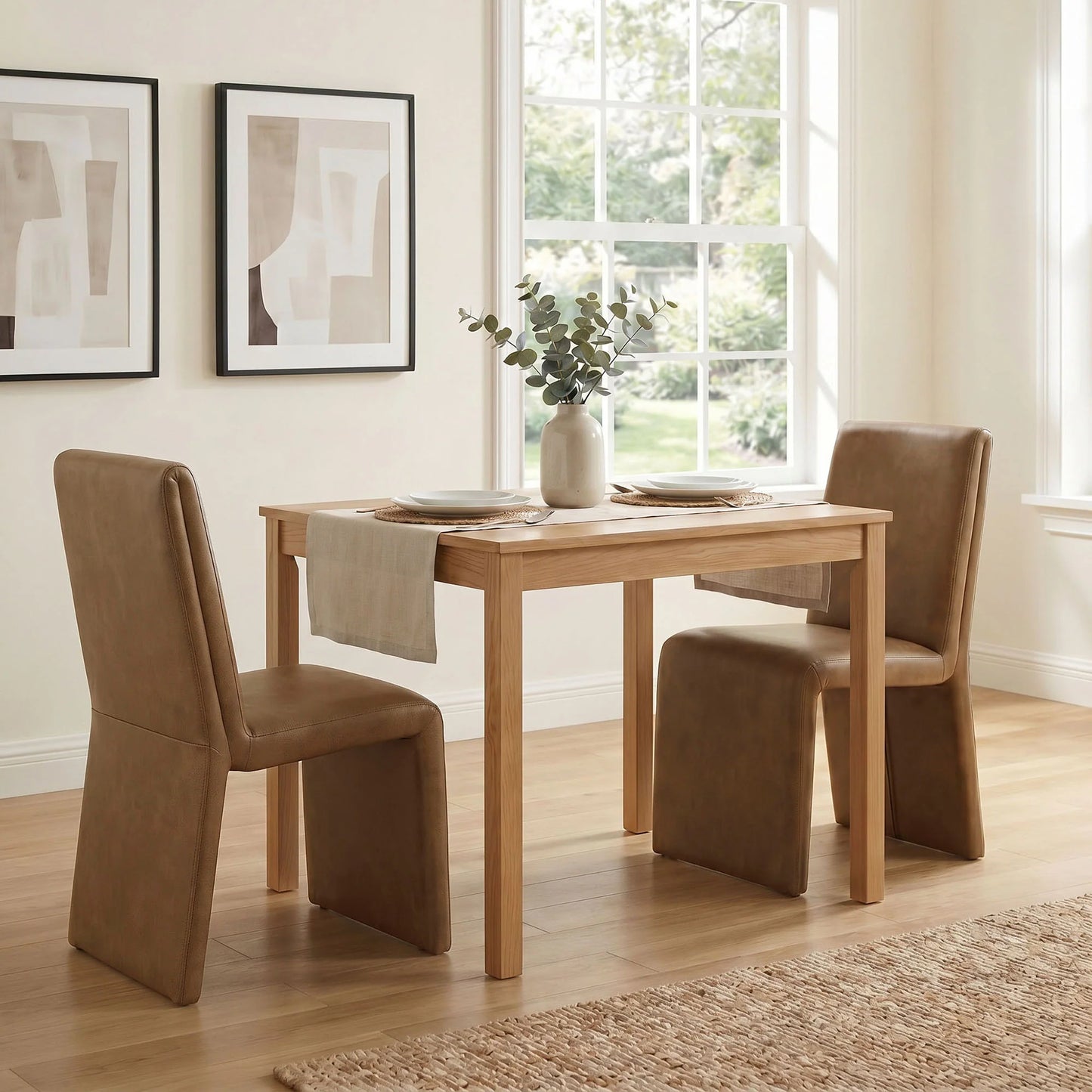 Emory Folded Silhouette Vegan Leather Chair Set of 2