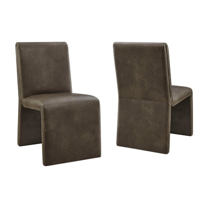 Emory Folded Silhouette Vegan Leather Chair Set of 2