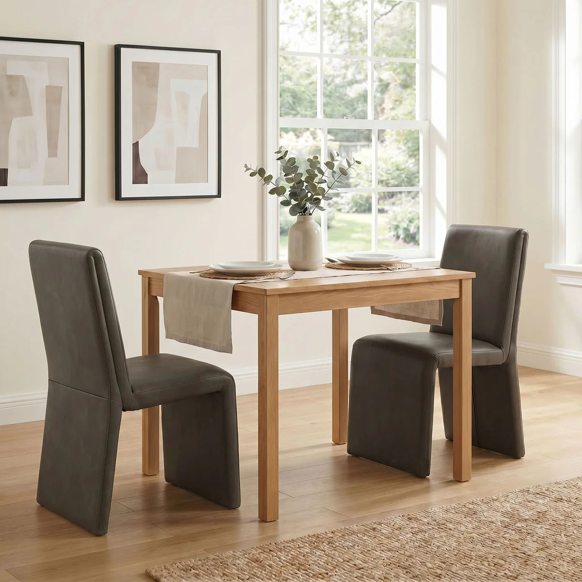 Emory Folded Silhouette Vegan Leather Chair Set of 2