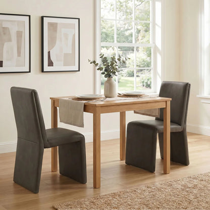 Emory Folded Silhouette Vegan Leather Chair Set of 2