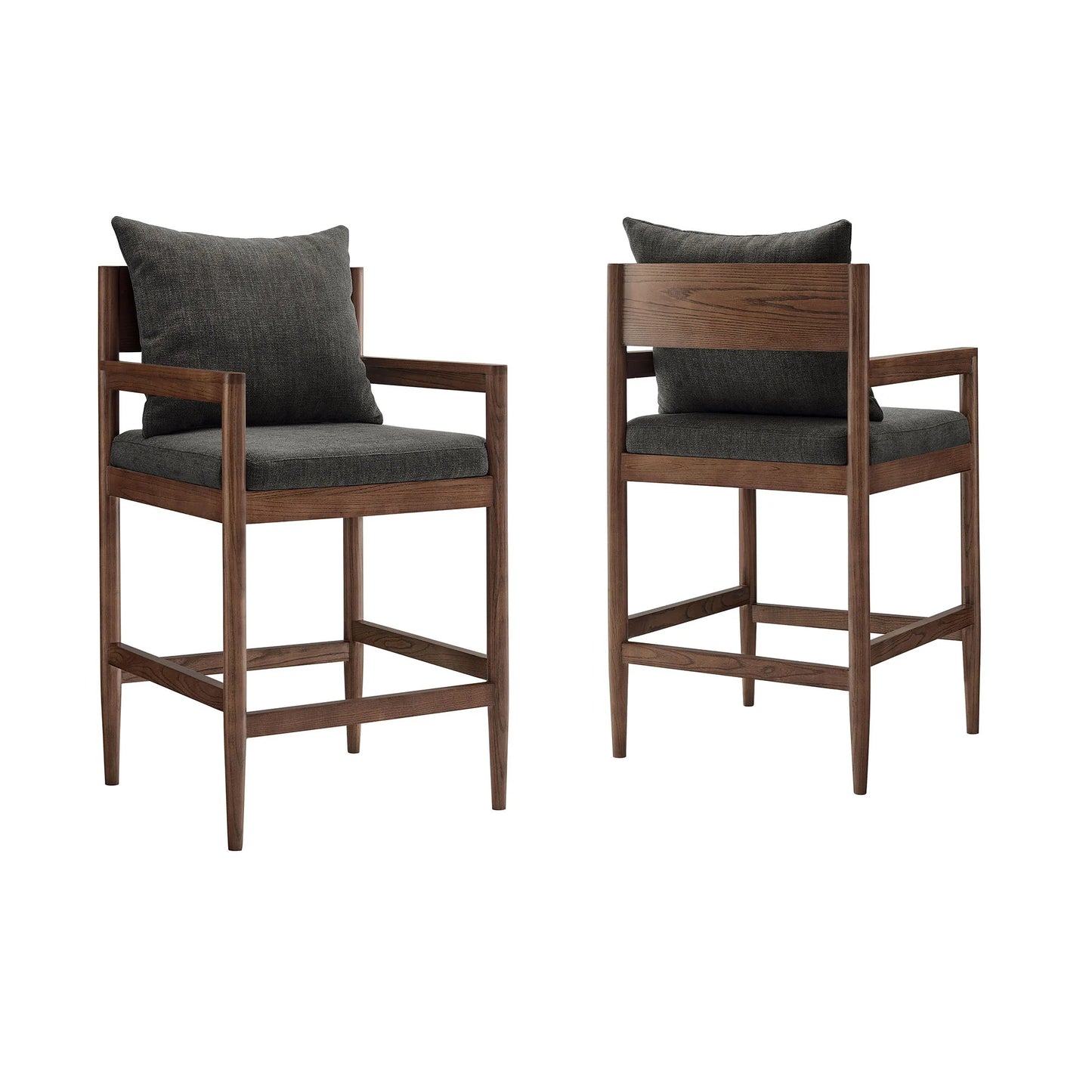 Remington Elm Wood Counter Stool with Slub Fabric Seat