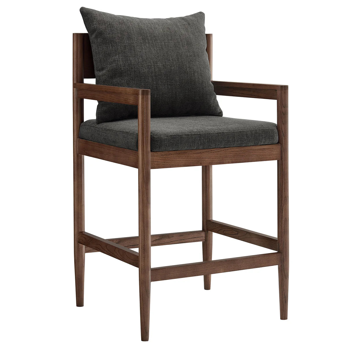 Remington Elm Wood Counter Stool with Slub Fabric Seat