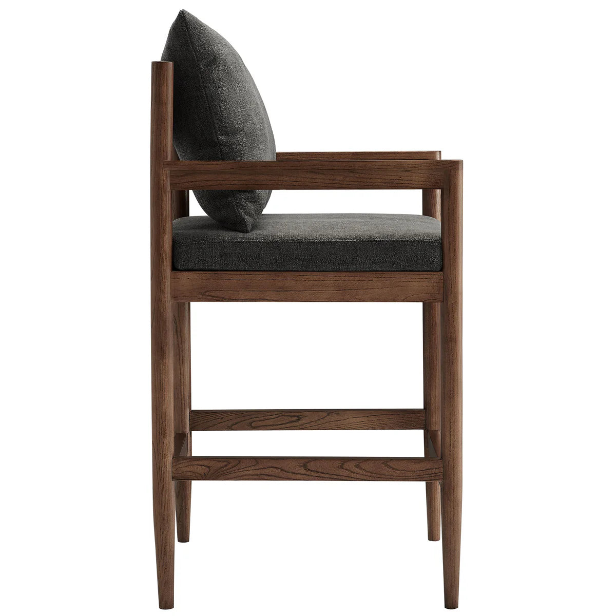 Remington Elm Wood Counter Stool with Slub Fabric Seat