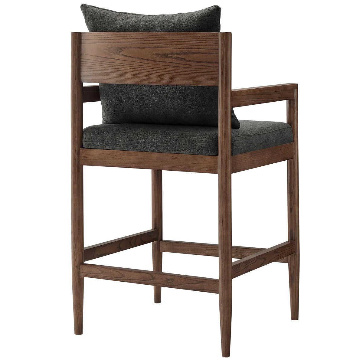 Remington Elm Wood Counter Stool with Slub Fabric Seat