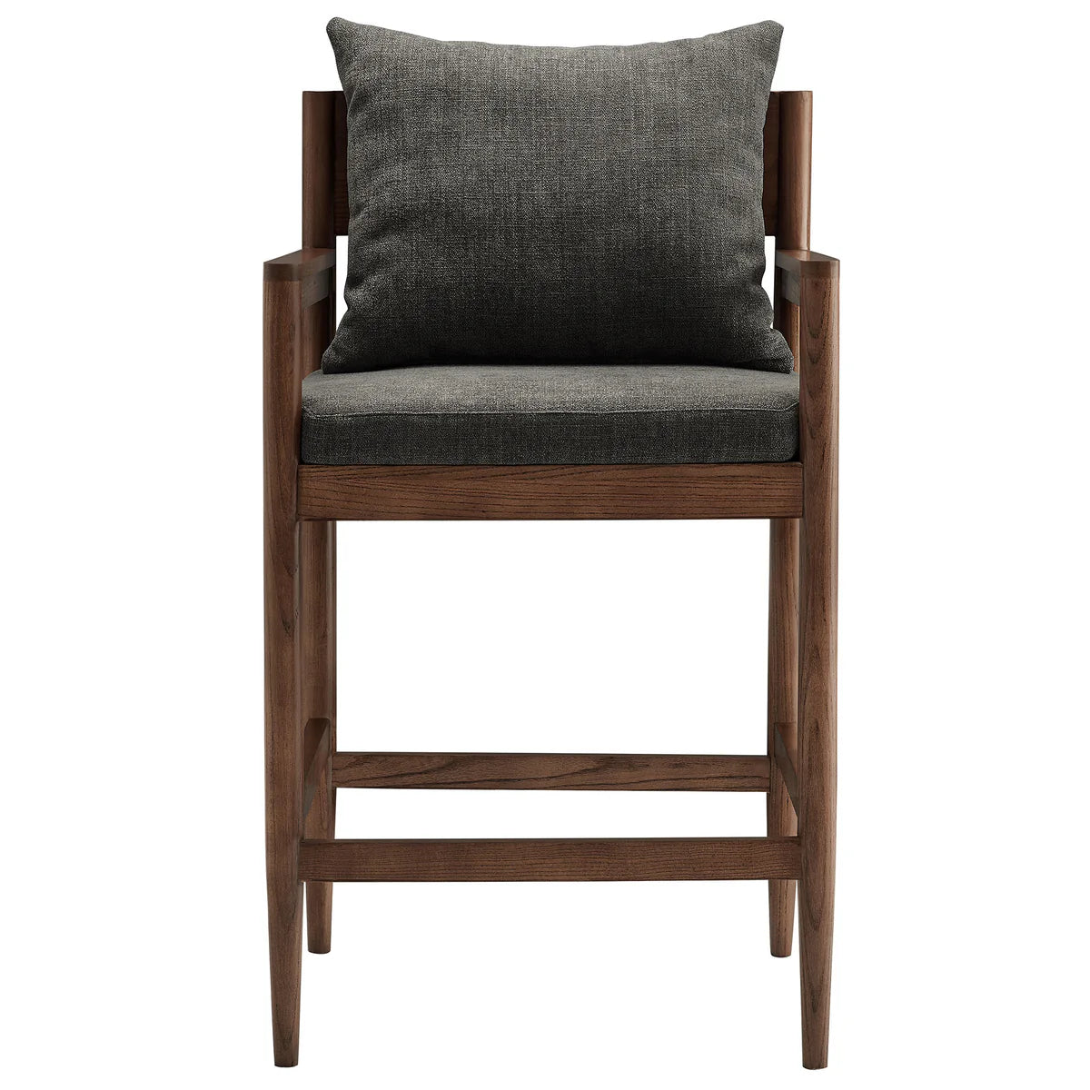 Remington Elm Wood Counter Stool with Slub Fabric Seat