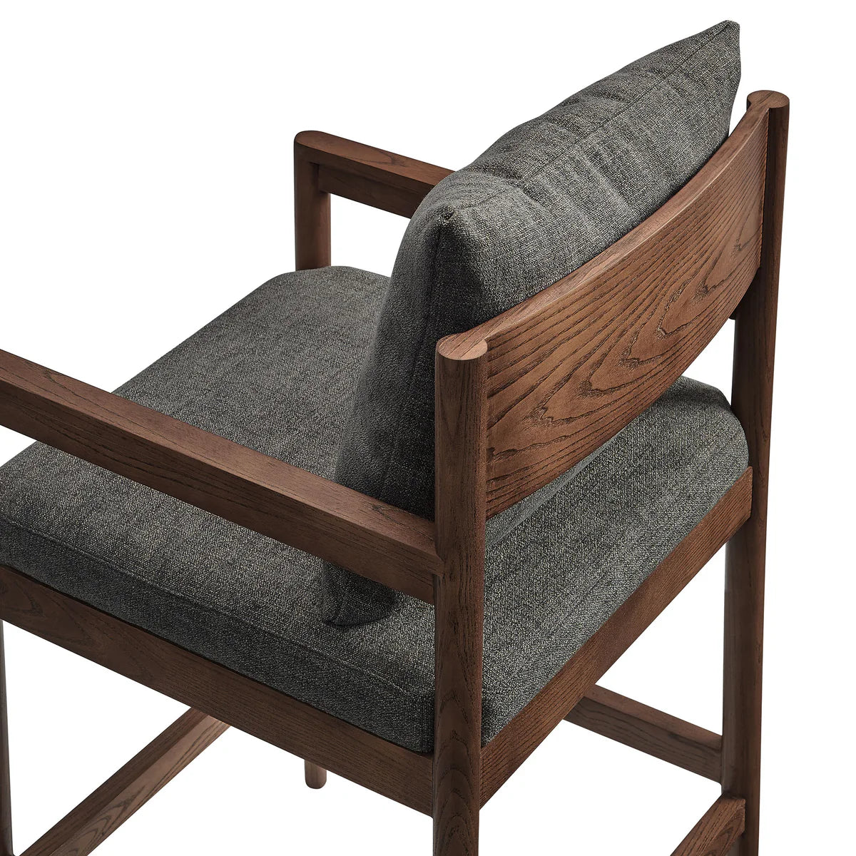 Remington Elm Wood Counter Stool with Slub Fabric Seat