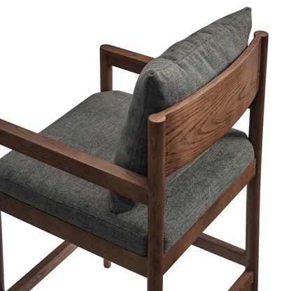 Remington Elm Wood Counter Stool with Slub Fabric Seat