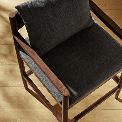 Remington Elm Wood Counter Stool with Slub Fabric Seat