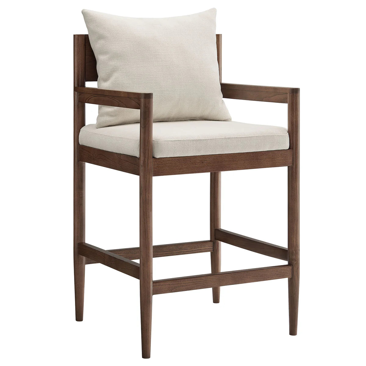 Remington Elm Wood Counter Stool with Slub Fabric Seat