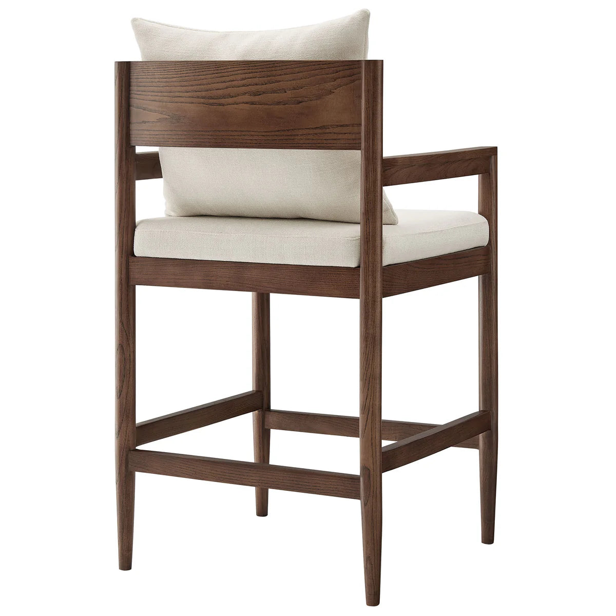 Remington Elm Wood Counter Stool with Slub Fabric Seat