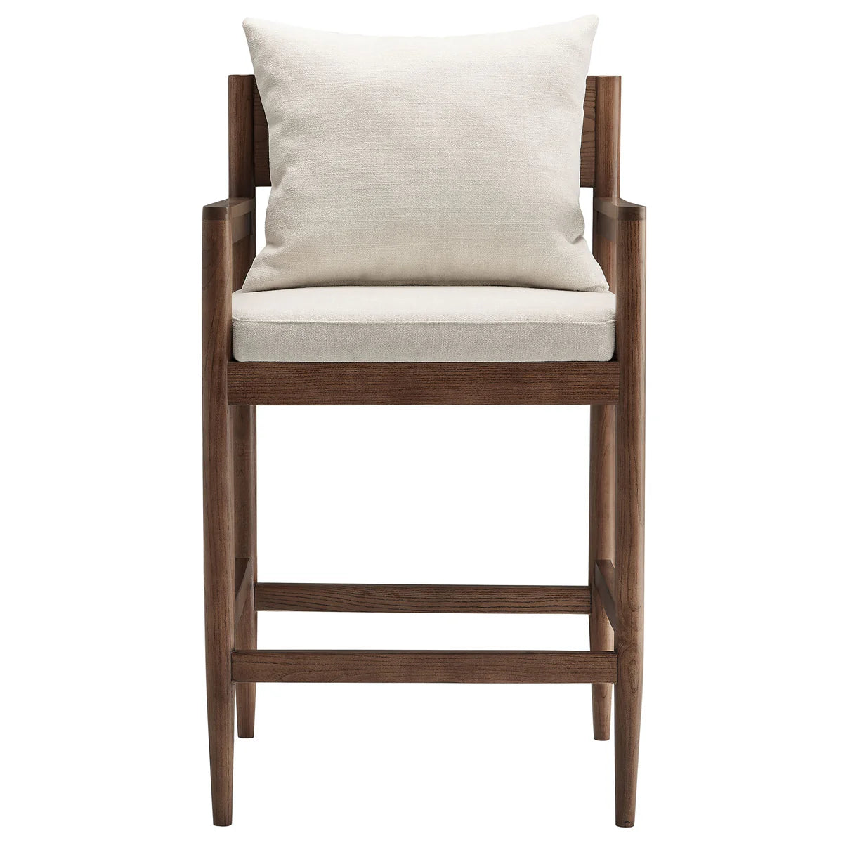 Remington Elm Wood Counter Stool with Slub Fabric Seat