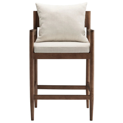 Remington Elm Wood Counter Stool with Slub Fabric Seat