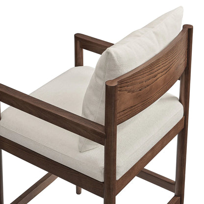 Remington Elm Wood Counter Stool with Slub Fabric Seat