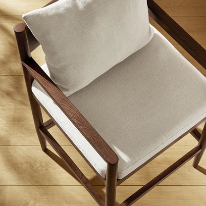 Remington Elm Wood Counter Stool with Slub Fabric Seat
