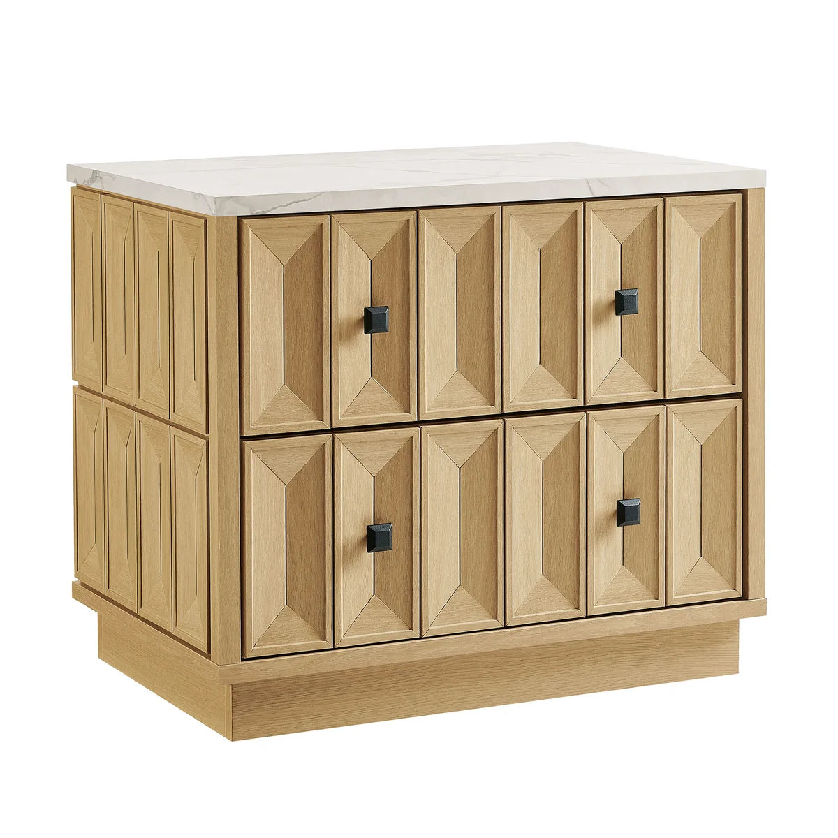 Mabry 23 Inch Geometric Faceted Two‑Drawer Nightstand