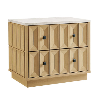 Mabry 23 Inch Geometric Faceted Two‑Drawer Nightstand