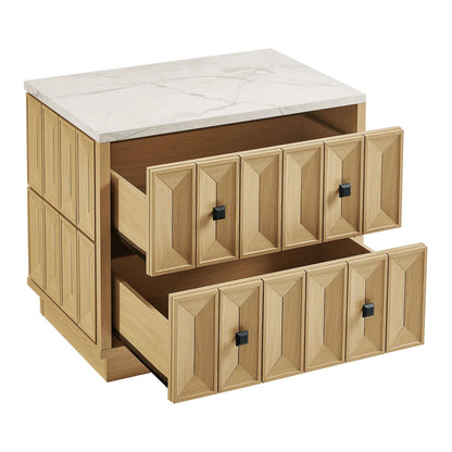 Mabry 23 Inch Geometric Faceted Two‑Drawer Nightstand