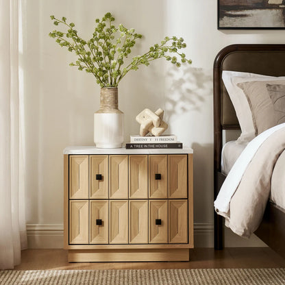 Mabry 23 Inch Geometric Faceted Two‑Drawer Nightstand