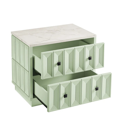 Mabry 23 Inch Geometric Faceted Two‑Drawer Nightstand